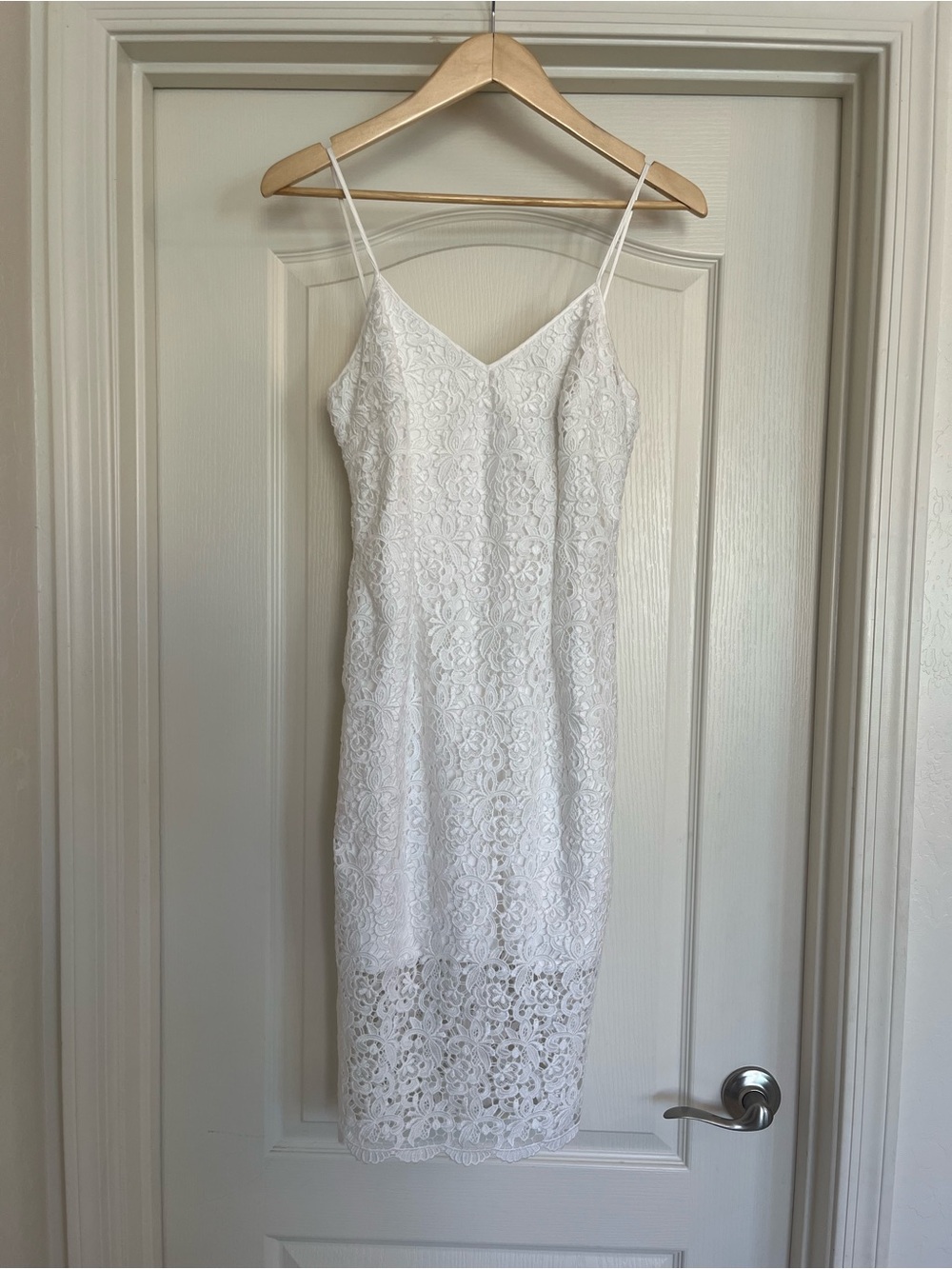 White House Black Market White Lace Midi Slip Dress